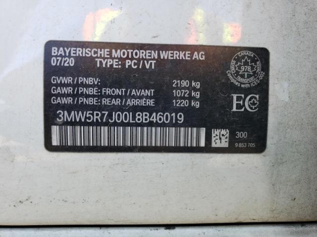 3MW5R7J00L8B46019 - 2020 BMW 330XI Սպիտակ լուսանկար 12