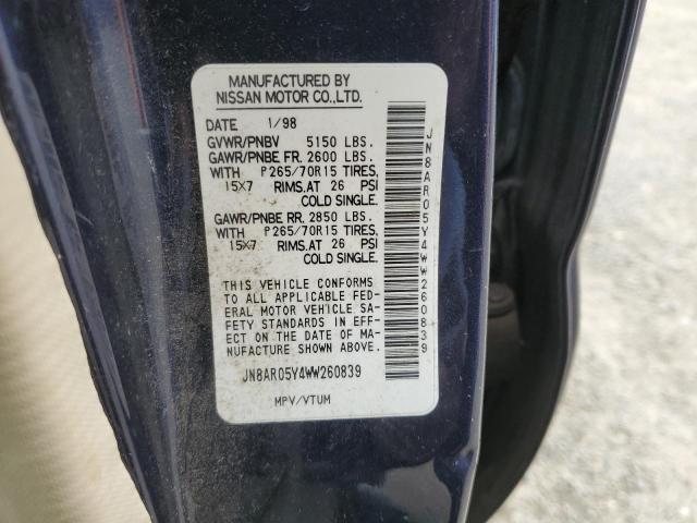 JN8AR05Y4WW260839 - 1998 NISSAN PATHFINDER LE BLUE photo 13