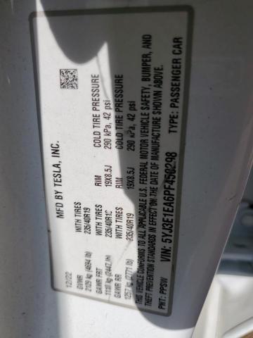 5YJ3E1EA6PF450298 - 2023 TESLA MODEL 3 WHITE photo 13
