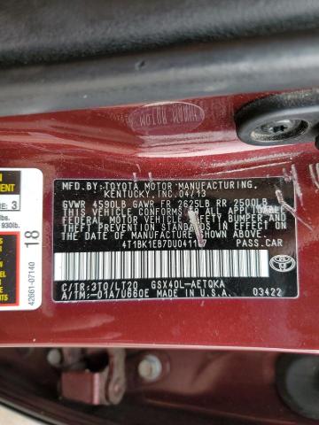 4T1BK1EB7DU041187 - 2013 TOYOTA AVALON BASE Bordo foto 13