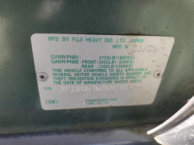 JF1SG67626H750954 - 2006 SUBARU FORESTER 2.5X LL BEAN GREEN photo 12