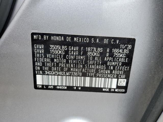 3HGGK5H82LM733878 - 2020 HONDA FIT EX SILVER photo 12