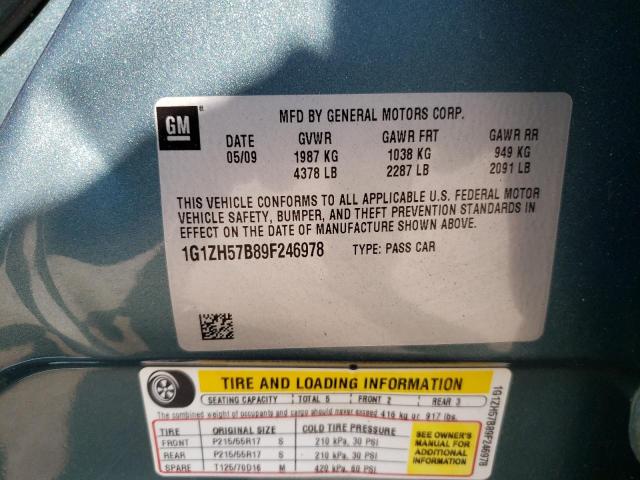 1G1ZH57B89F246978 - 2009 CHEVROLET MALIBU 1LT 青色 照片 12