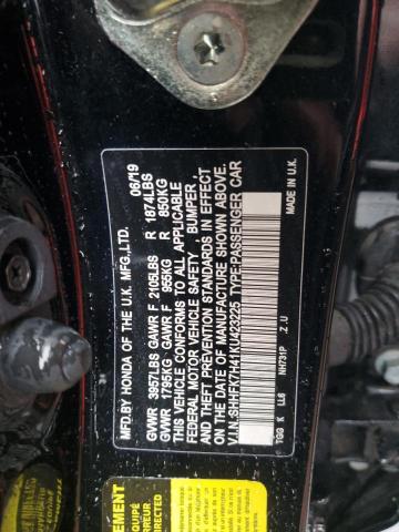 SHHFK7H41KU423225 - 2019 HONDA CIVIC SPORT 黑色 照片 12