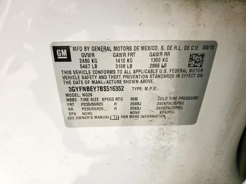 3GYFNBEY7BS516352 - 2011 CADILLAC SRX PERFORMANCE COLLECTION WHITE photo 13