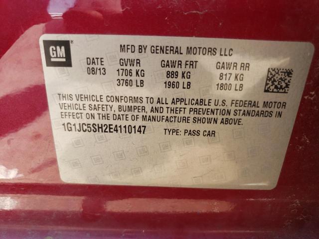 1G1JC5SH2E4110147 - 2014 CHEVROLET SONIC LT RED photo 12