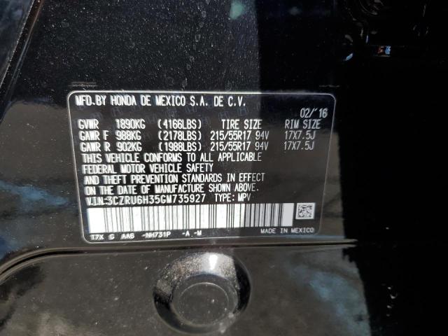 3CZRU6H35GM735927 - 2016 HONDA HR-V LX BLACK photo 13