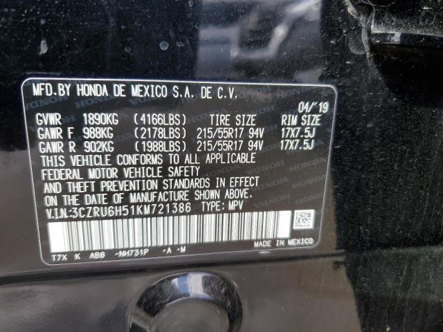 3CZRU6H51KM721386 - 2019 HONDA HR-V EX BLACK photo 13