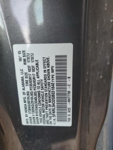 5FNRL5H32GB031840 - 2016 HONDA ODYSSEY SE GRAY photo 13