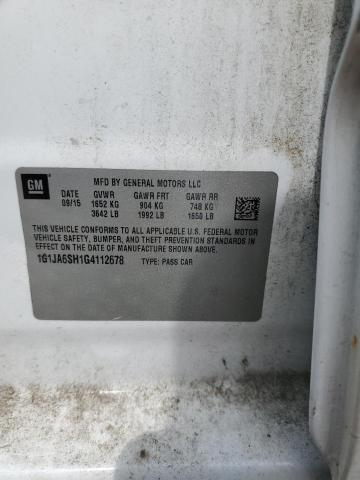 1G1JA6SH1G4112678 - 2016 CHEVROLET SONIC LS WHITE photo 13