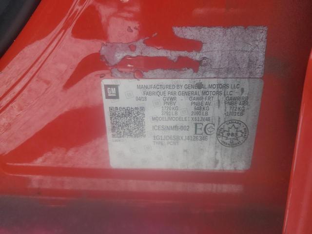 1G1JD6SBXJ4126346 - 2018 CHEVROLET SONIC LT 红色 照片 12