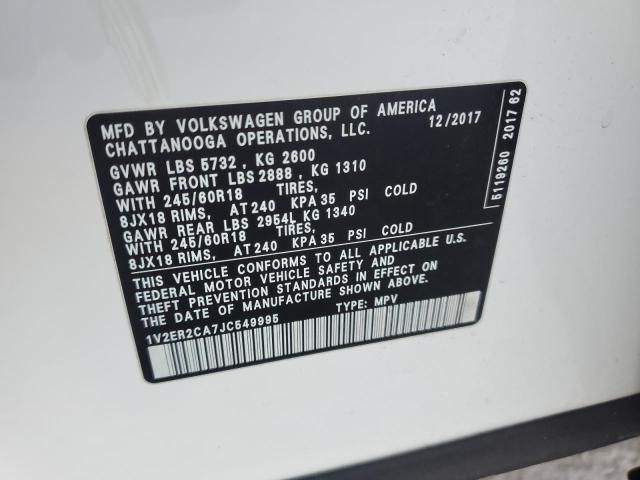 1V2ER2CA7JC549995 - 2018 VOLKSWAGEN ATLAS SEL Ağ foto 13
