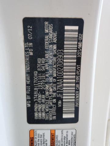 JF1ZNAA10D2708903 - 2013 TOYOTA SCION FR-S 白色 照片 12