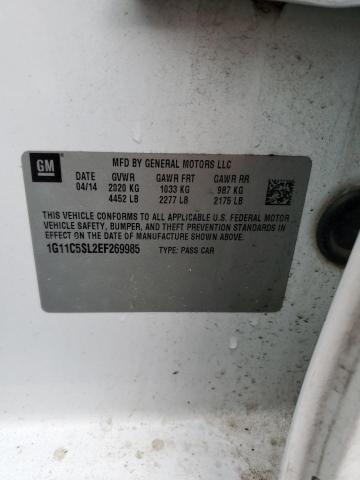 1G11C5SL2EF269985 - 2014 CHEVROLET MALIBU 1LT WHITE photo 12