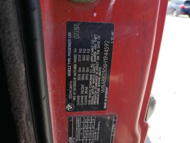 WBABB2306H1944592 - 1987 BMW 325 I AUTOMATIC RED photo 12