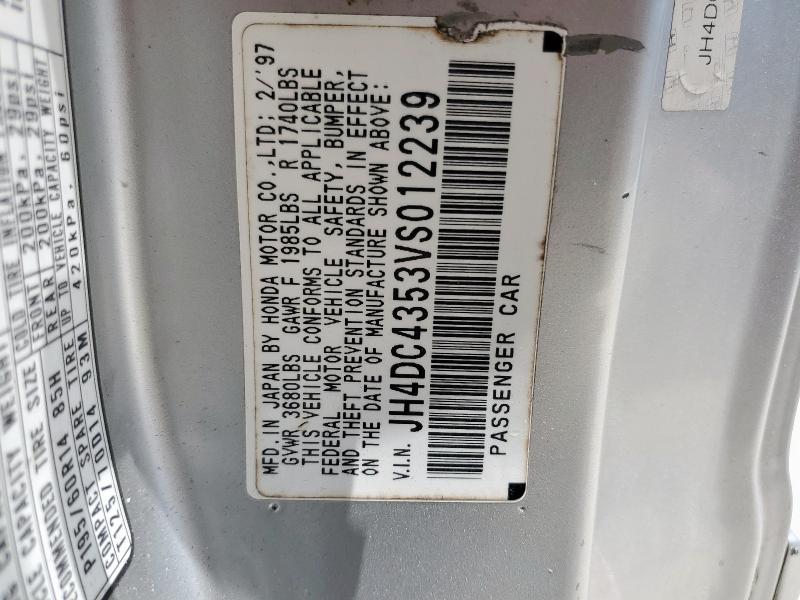 JH4DC4353VS012239 - 1997 ACURA INTEGRA LS SILVER photo 12