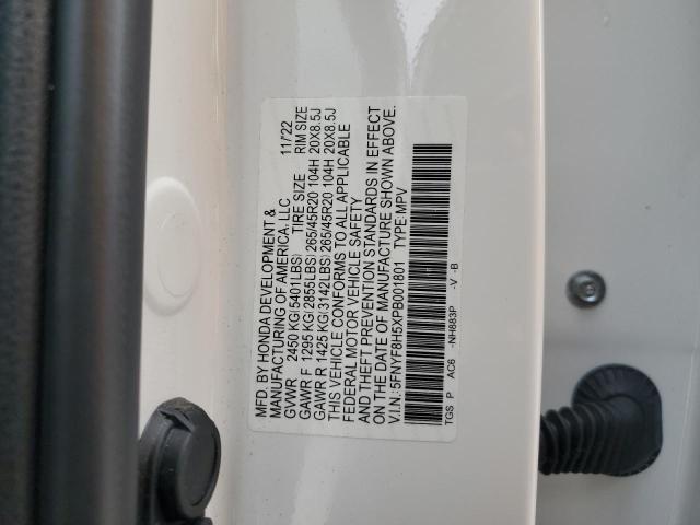 5FNYF8H5XPB001801 - 2023 HONDA PASSPORT EXL WHITE photo 13