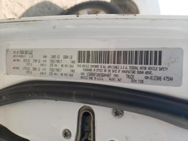 1C6RR6FG0KS604487 - 2019 RAM 1500 CLASS TRADESMAN WHITE photo 13