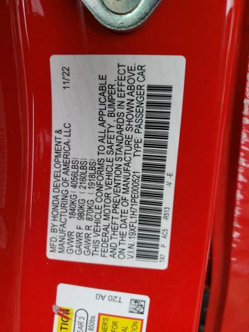 19XFL1H71PE000521 - 2023 HONDA CIVIC EXL 红色 照片 13