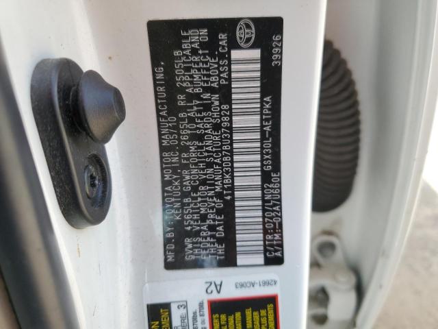 4T1BK3DB7BU379828 - 2011 TOYOTA AVALON BASE 白色 照片 12