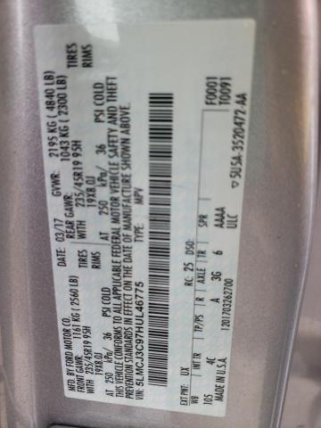 5LMCJ3C97HUL46775 - 2017 LINCOLN MKC RESERVE SILVER photo 13