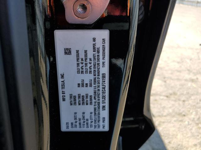 5YJ3E1EC4LF741989 - 2020 TESLA MODEL 3 BLACK photo 13