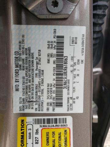 3LN6L5LU8JR618063 - 2018 LINCOLN MKZ HYBRID SELECT TAN photo 12