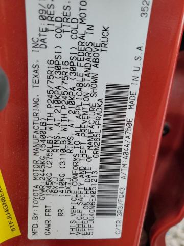 5TFJU4GN6EX051213 - 2014 TOYOTA TACOMA DOUBLE CAB PRERUNNER RED photo 12