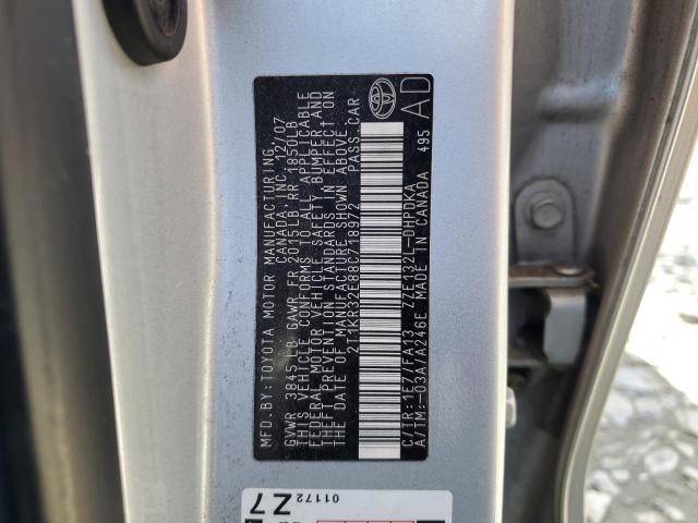 2T1KR32E88C718972 - 2008 TOYOTA COROLLA MA XR SILVER photo 12