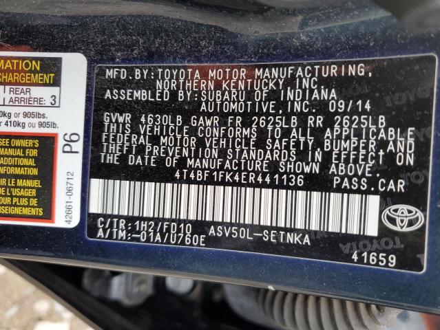 4T4BF1FK4ER441136 - 2014 TOYOTA CAMRY L CHARCOAL photo 13