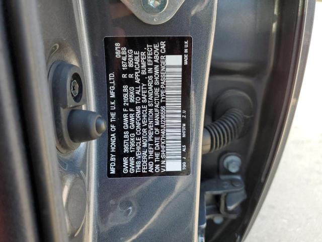 SHHFK7H40JU236556 - 2018 HONDA CIVIC SPORT ნაცრისფერი ფოტო 12