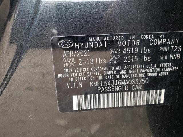 KMHL54JJ6MA035750 - 2021 HYUNDAI SONATA HYBRID GRAY photo 10