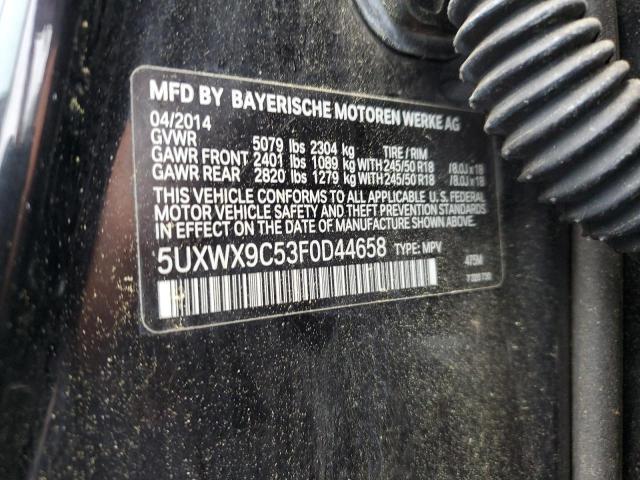 5UXWX9C53F0D44658 - 2015 BMW X3 XDRIVE28I BLACK photo 14