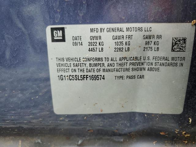 1G11C5SL5FF169574 - 2015 CHEVROLET MALIBU 1LT 蓝色 照片 12