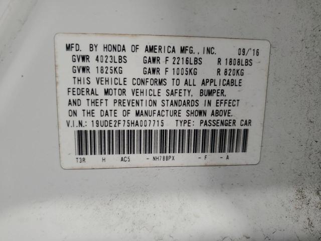 19UDE2F75HA007715 - 2017 ACURA ILX PREMIUM TECH WHITE photo 12