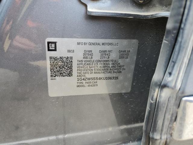 1G4ZW5SS4KU106315 - 2019 BUICK LACROSSE SPORT TOURING GRAY photo 12