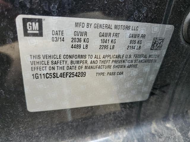 1G11C5SL4EF254209 - 2014 CHEVROLET MALIBU 1LT BLACK photo 12