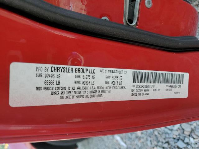 2C3CDXCT9DH571248 - 2013 DODGE CHARGER R/T RED photo 12