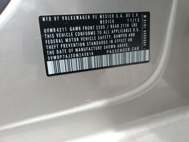 3VWDP7AJ3DM243816 - 2013 VOLKSWAGEN JETTA SE GOLD photo 13