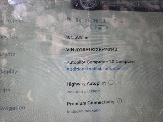 5YJSA1E2XFF112143 - 2015 TESLA MODEL S Թուխ լուսանկար 9