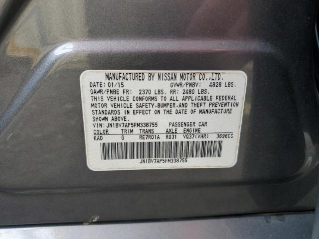 JN1BV7AP5FM338755 - 2015 INFINITI Q50 BASE GRAY photo 12