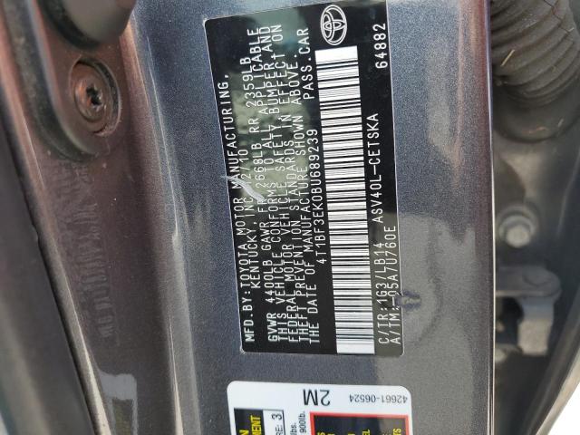 4T1BF3EK0BU689239 - 2011 TOYOTA CAMRY BASE GRAY photo 12