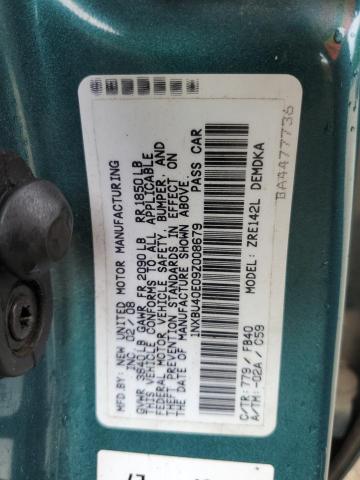 1NXBU40E09Z008679 - 2009 TOYOTA COROLLA BASE GREEN photo 13