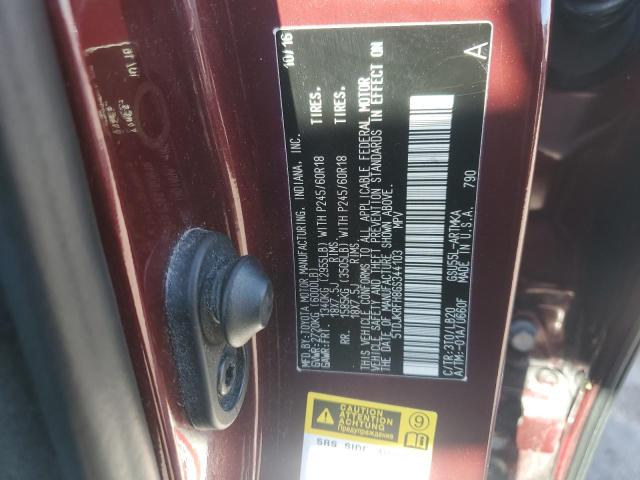 5TDJKRFH8GS344103 - 2016 TOYOTA HIGHLANDER XLE BURGUNDY photo 13