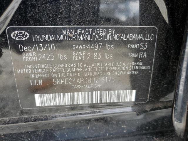 5NPEC4AB3BH216175 - 2011 HYUNDAI SONATA SE BLACK photo 13