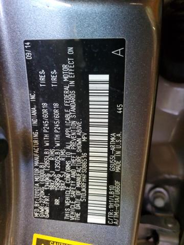 5TDJKRFH4FS086516 - 2015 TOYOTA HIGHLANDER XLE CHARCOAL photo 14