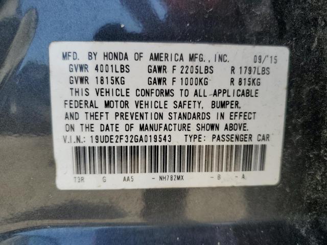19UDE2F32GA019543 - 2016 ACURA ILX BASE WATCH PLUS BLACK photo 12