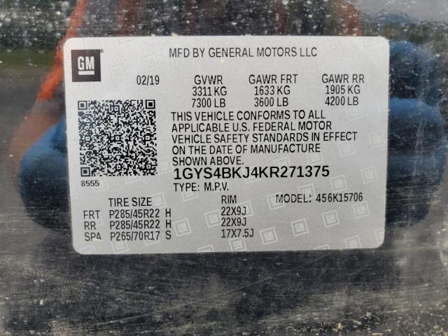 1GYS4BKJ4KR271375 - 2019 CADILLAC ESCALADE LUXURY Negro foto 14