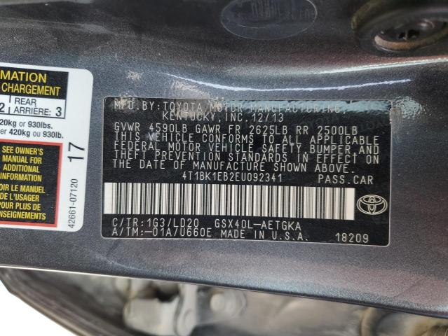 4T1BK1EB2EU092341 - 2014 TOYOTA AVALON BASE 灰色 照片 12