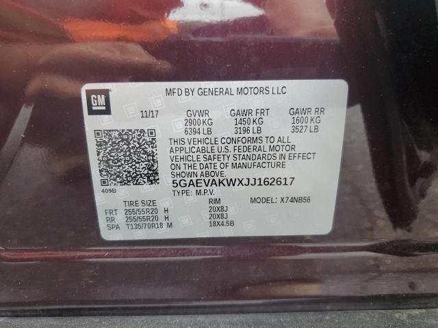 5GAEVAKWXJJ162617 - 2018 BUICK ENCLAVE ESSENCE Բորդո լուսանկար 14